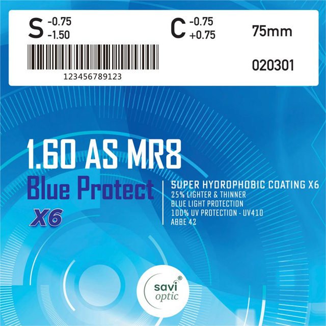 Tròng SAVI 1.60 AS MR8 BLUE PROTECT